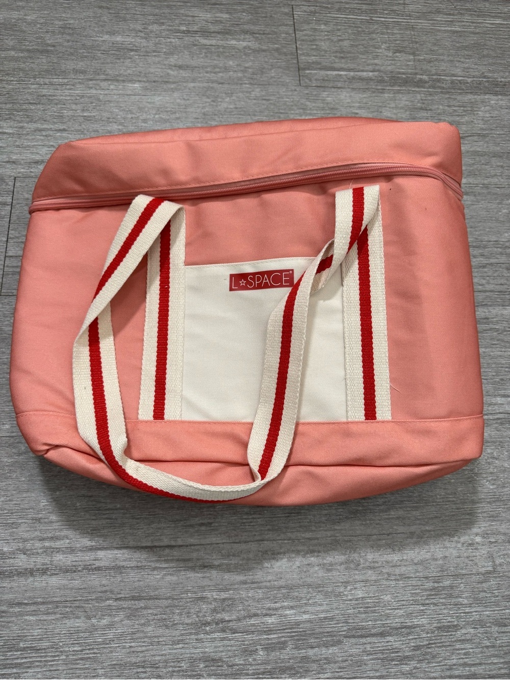 L*SPACE Pink Insulated Cooler Tote Beach Bag Coastal Preppy Poolside
